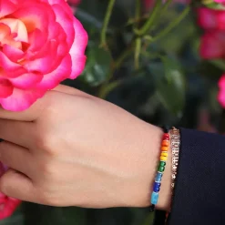 Michaël Vessière Bracelet Chakras Verre De Murano Sur Cordon