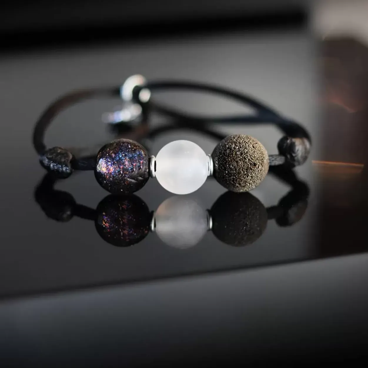 Online Michaël Vessière Bracelet Cristal De Roche + Verre Made In France