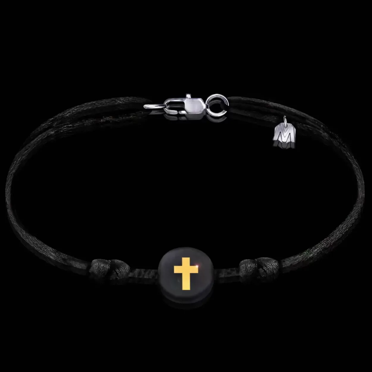 Clearance Michaël Vessière Bracelet Croix Chretienne Sur Cordon