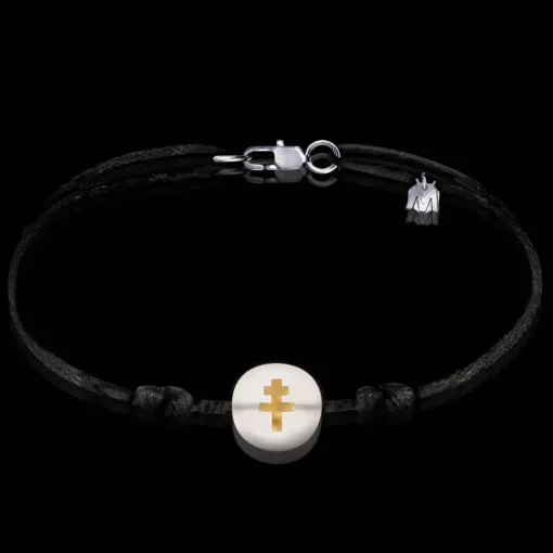 Discount Michaël Vessière Bracelet Croix De Lorraine Incolore Sur Cordon