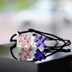 Discount Michaël Vessière Bracelet Croix De Lorraine Amethyste Pate De Verre