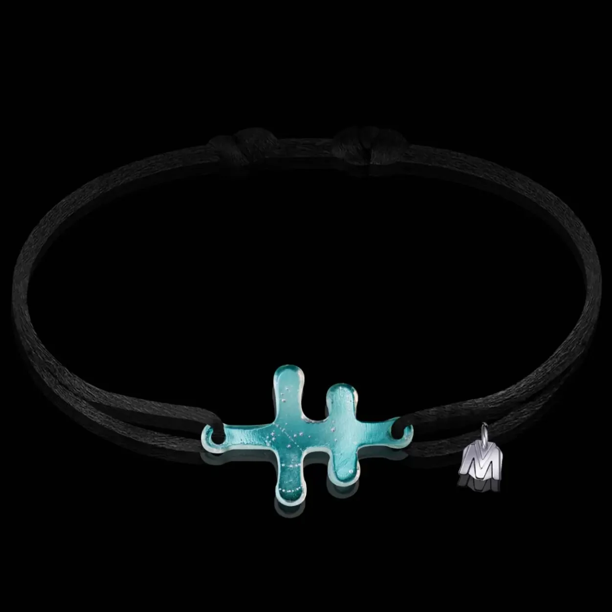 Outlet Michaël Vessière Bracelet Croix De Lorraine Turquoise Pate De Verre