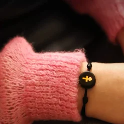 Sale Michaël Vessière Bracelet De Couple - Croix De Lorraine (Bleu Et Noir)