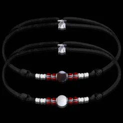 Sale Michaël Vessière Bracelet De Couple Amour Passionnel Grenat + Aigue-Marine