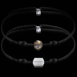 Online Michaël Vessière Bracelet De Couple Solitaire Sur Cordon