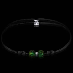 Hot Michaël Vessière Bracelet Duo De Perles Glacees Vert Sur Cordon