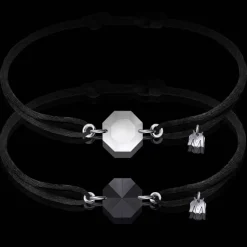 Hot Michaël Vessière Bracelet Duo Rock En Cristal - Le Clair Et Le Noir