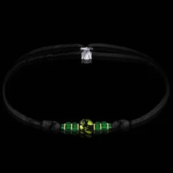 Online Michaël Vessière Bracelet Emeraude Verre De Murano Sur Cordon