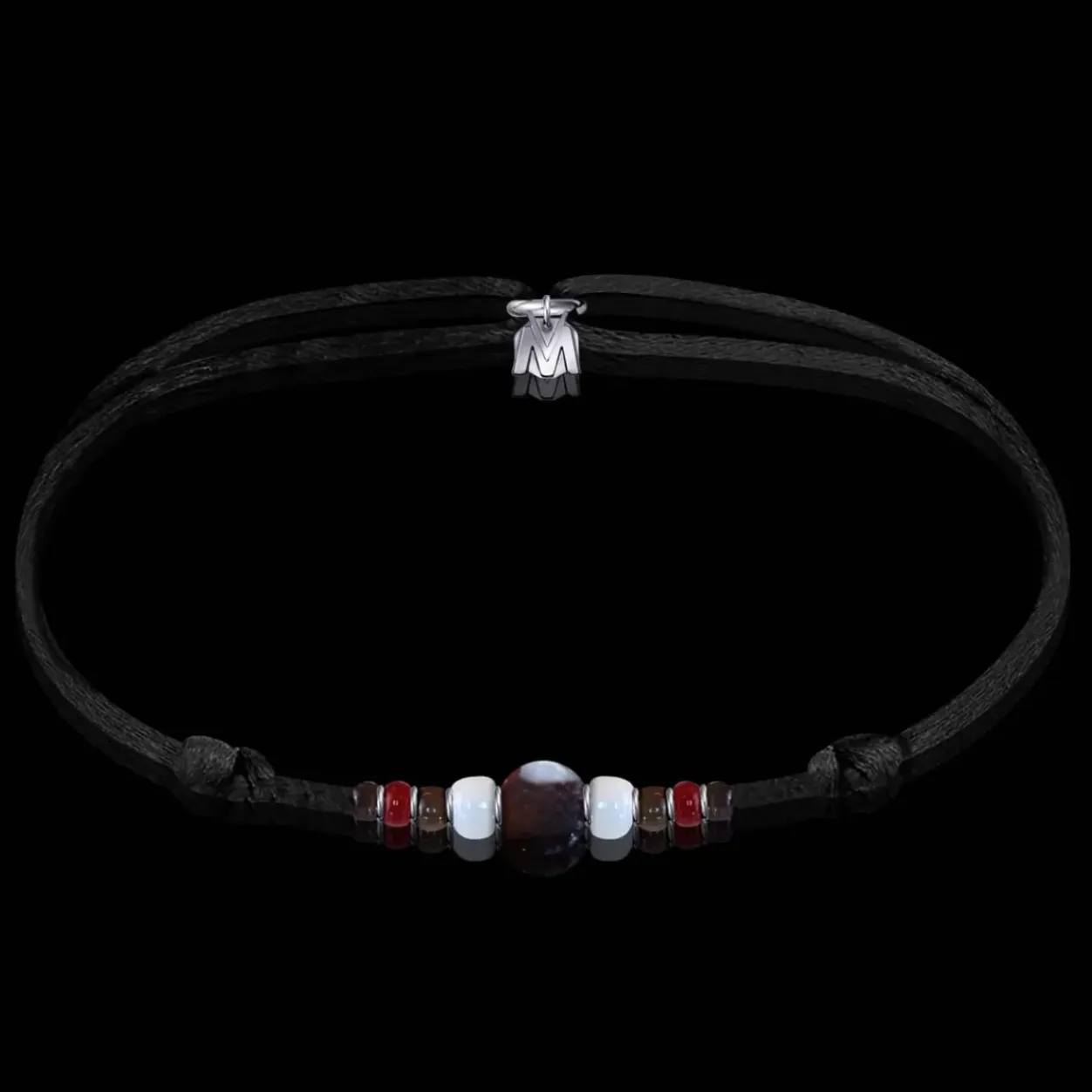 Outlet Michaël Vessière Bracelet Grenat Rouge + Verre De Murano