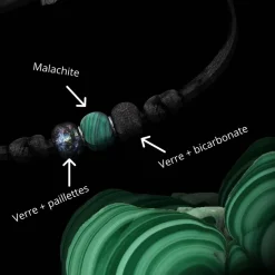 New Michaël Vessière Bracelet Malachite + Verre Made In France