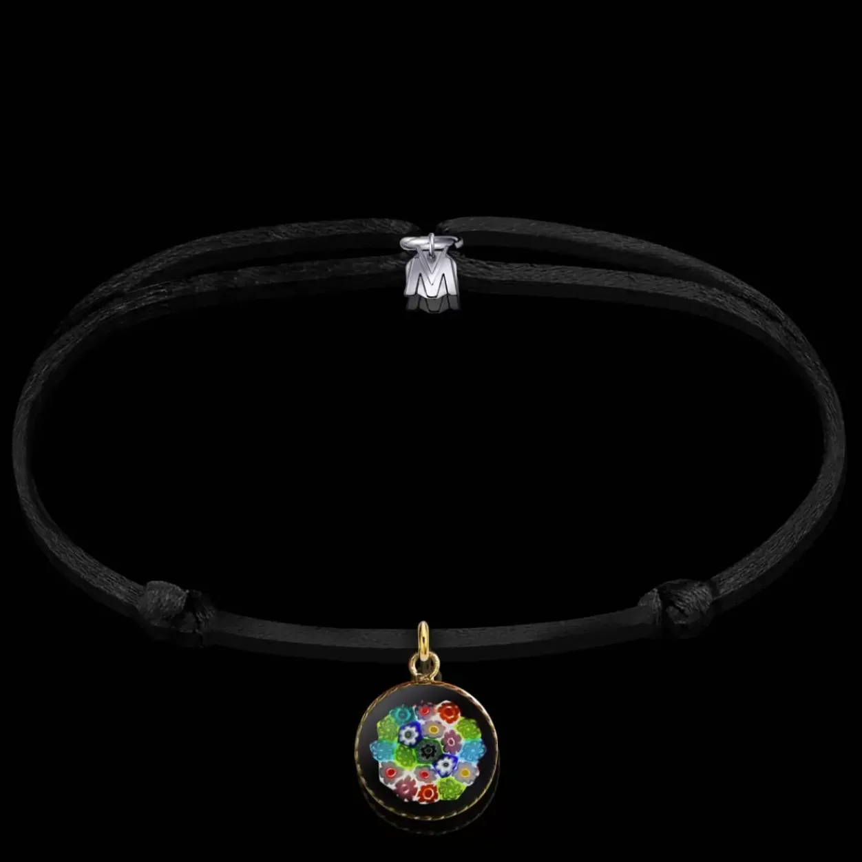 Online Michaël Vessière Bracelet Medaillon Mille Fleurs De Murano Sur Cordon