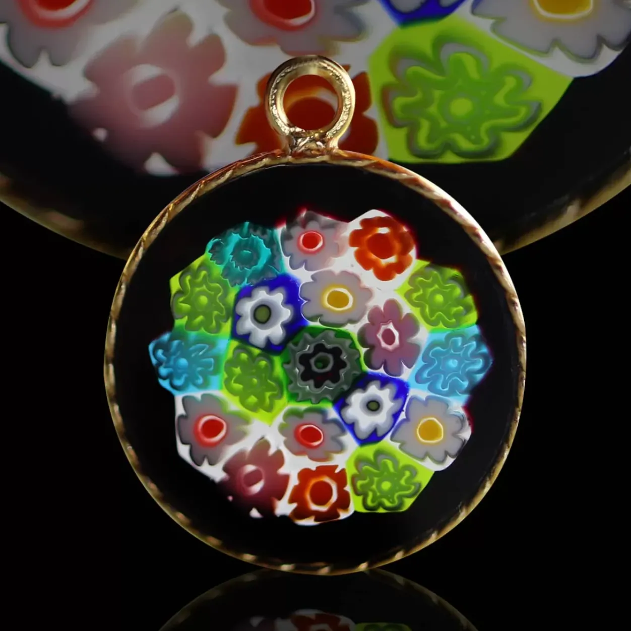 Online Michaël Vessière Bracelet Medaillon Mille Fleurs De Murano Sur Cordon