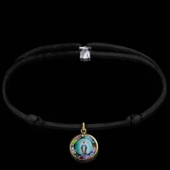 Sale Michaël Vessière Bracelet Medaillon Vierge Marie De Murano Sur Cordon