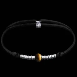Discount Michaël Vessière Bracelet Pierre Oeil De Tigre Immacule Sur Cordon