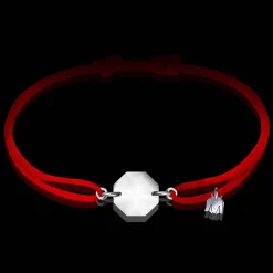 Online Michaël Vessière Bracelet Porte-Bonheur Pierre Clair Cordon Rouge