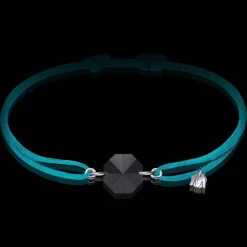 Michaël Vessière Bracelet Rock Porte-Bonheur Pierre Noire - Cordon Turquoise