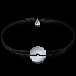 Sale Michaël Vessière Bracelet Rosace Cristal Clair Sable - Cordon Noir