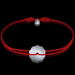 Clearance Michaël Vessière Bracelet Rosace Cristal Clair Sable - Cordon Rouge